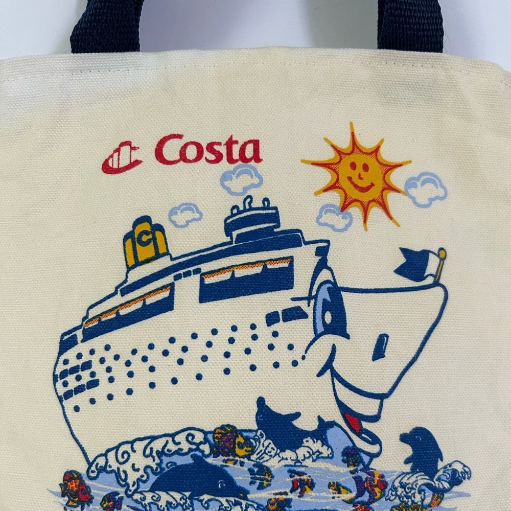 🦋 5/$25 - Vintage Costa Mini Canvas Cruise Small Tote Bag